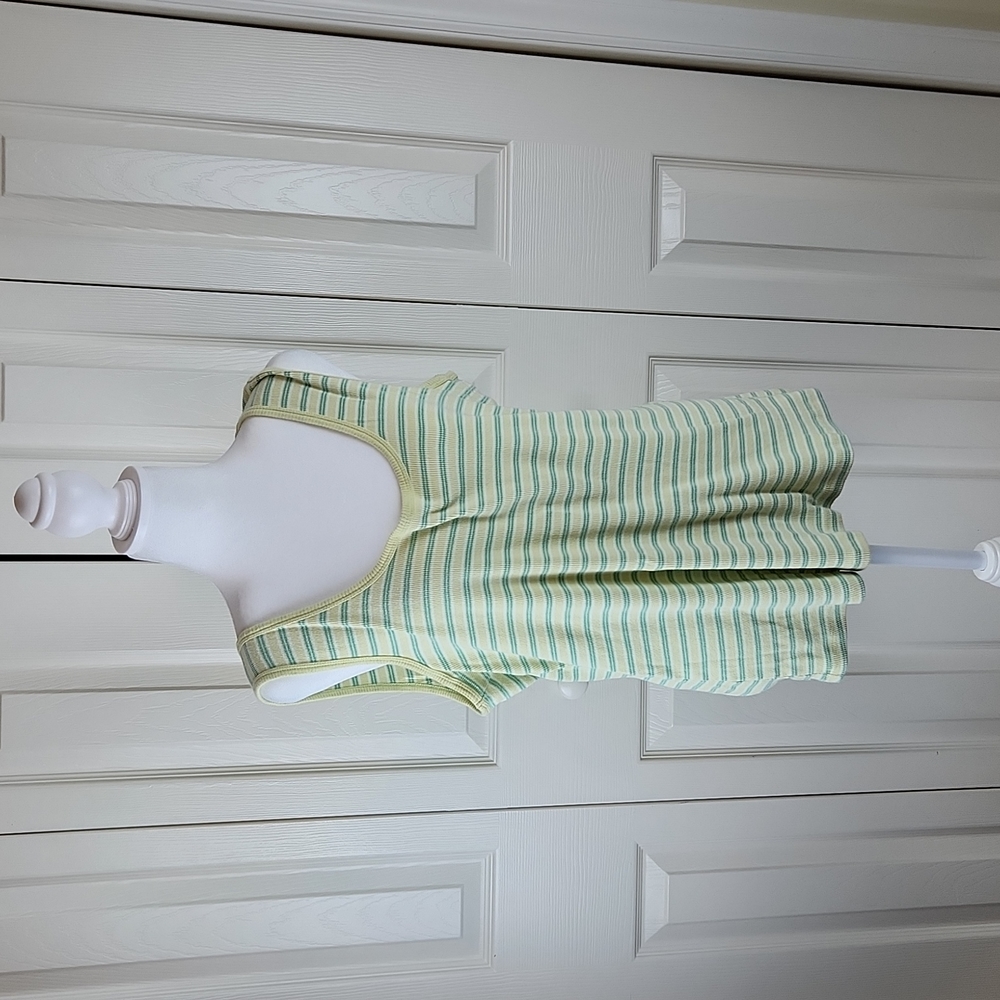 CUTE!!! New Additions Maternity tank xl green and pastel yellow stripes